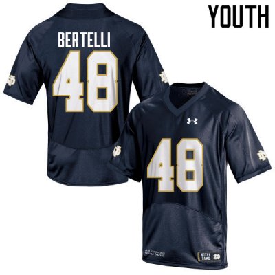 Notre Dame Fighting Irish Youth Angelo Bertelli #48 Navy Blue Under Armour Authentic Stitched College NCAA Football Jersey PDC5499IV